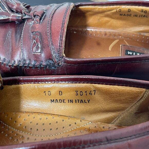 Florsheim Mens Tassel Loafers Burgundy Leather Made in Italy 10 D Dress Shoe main image 14